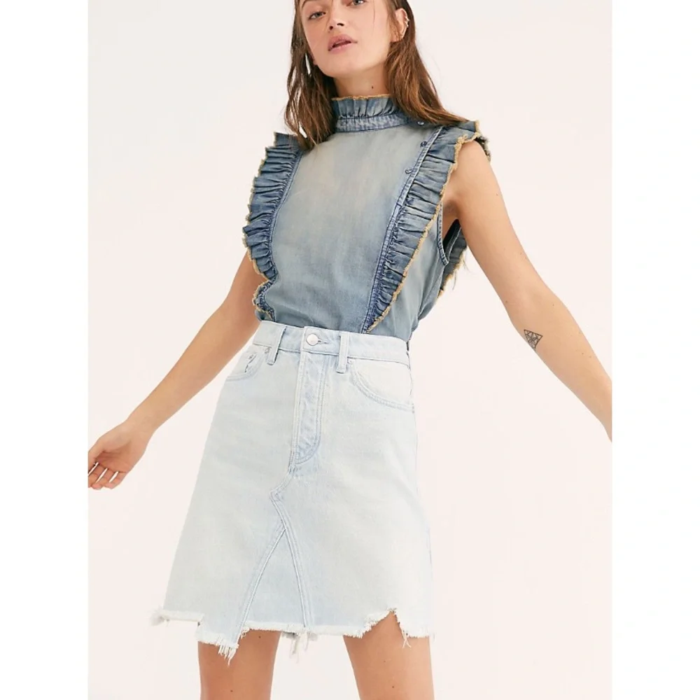 NWT Free People Going Rouge Denim Skirt